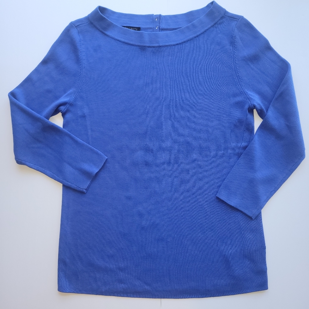 Talbots Blue Knit Sweater Petite NWOT